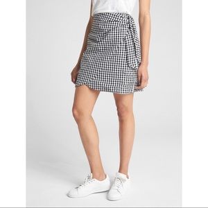 Gingham Print Wrap Mini Skirt